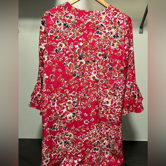 WAYF Pink Floral Ruffle Sleeve Shift Dress - Picture 5 of 5